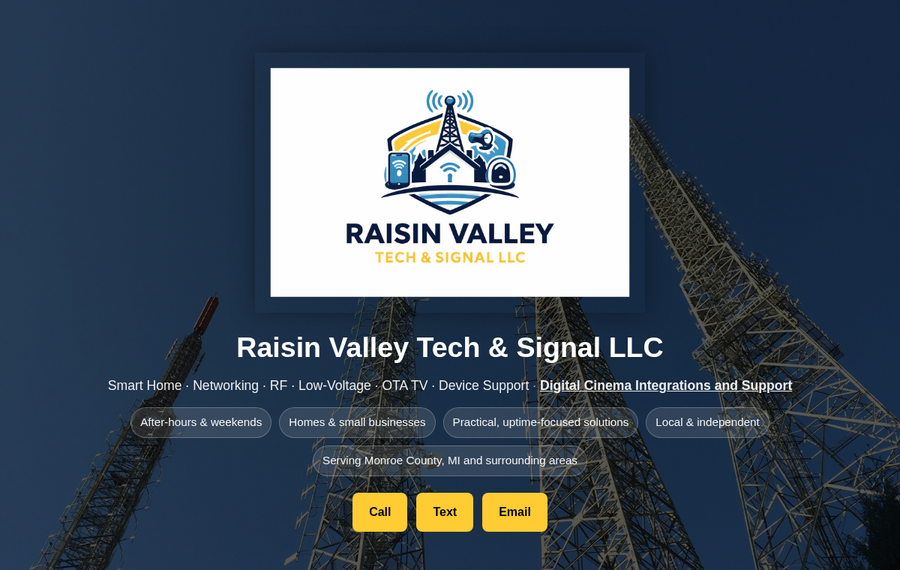 Raisin Valley Tech and Signal LLC website screenshot